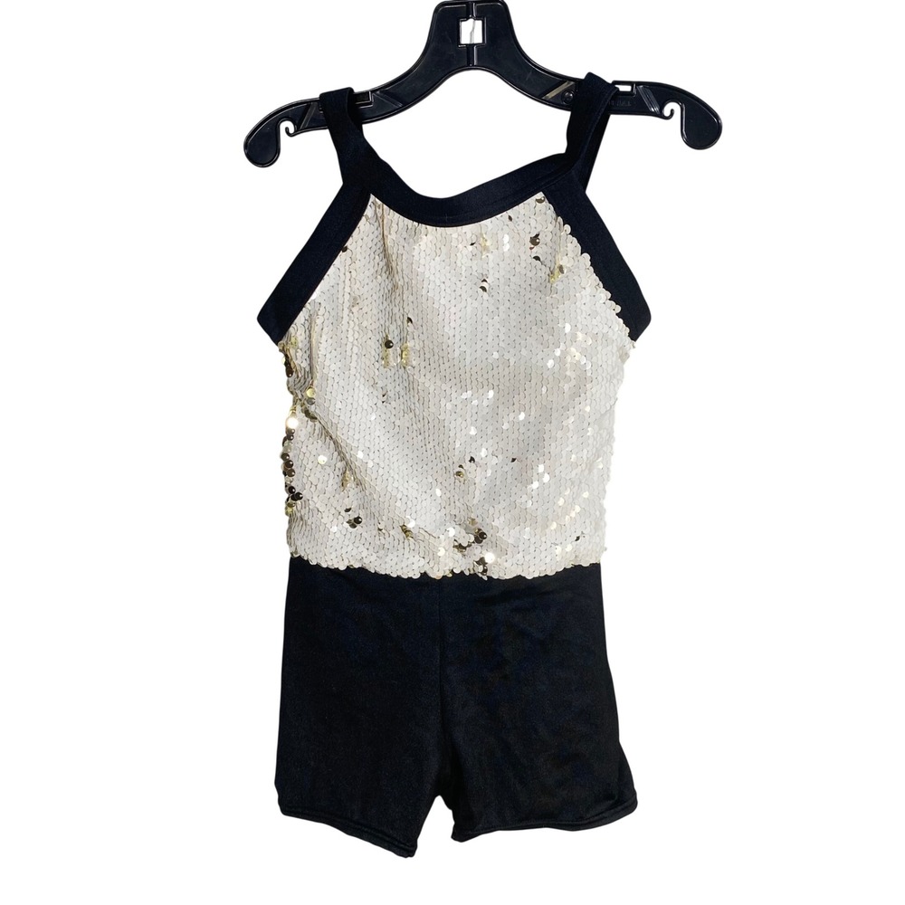 Weissman Sequin Dance Biketard Girls IC Black White Performance Competition Jazz